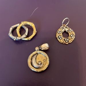 Grace & Heart Set of 3 Charms | 925 Sterling Silver & Brass Jewelry Charms